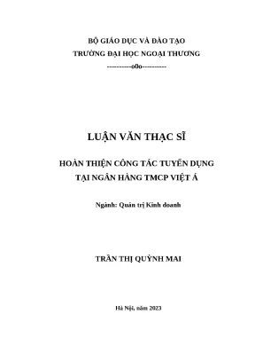 Cải thiện quy trình tuyển dụng tại ngân hàng TMCP Việt Á