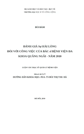 Đánh Giá Sự Hài Lòng Với Công Việc Của Bác Sỹ Tại Bệnh
