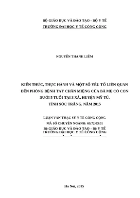 Nghiên cứu về kiến thức và thực hành phòng bệnh tay chân