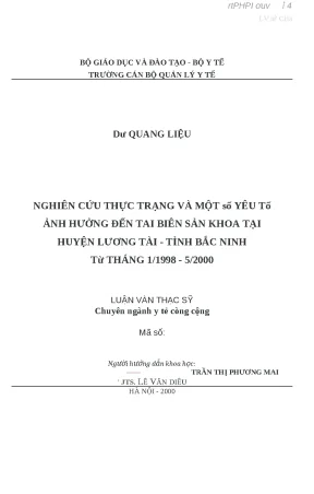Nghiên cứu tai biến sản khoa tại huyện Lương Tài, Bắc 