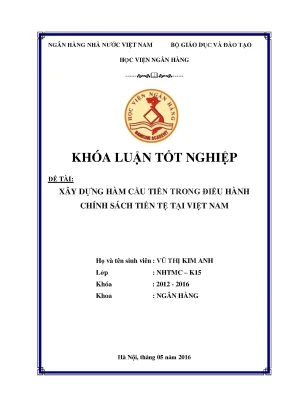 Xây Dựng Hàm Cầu Tiền Trong Chính Sách Tiền Tệ Tại Việt Nam