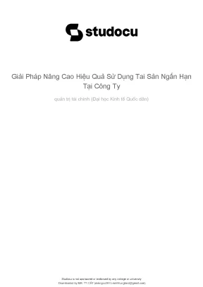 Giải pháp tối ưu hóa hiệu quả sử dụng tài sản ngắn hạn 