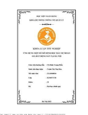 Dự Đoán Giá Bất Động Sản Tại Hà Nội Bằng Mô Hình Học Máy