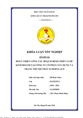 Chiến Lược Kinh Doanh Tại Europalace: Hoàn Thiện Hoạch