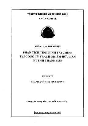Phân Tích Tình Hình Tài Chính Tại Công Ty TNHH Huỳnh
