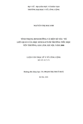 Tình Trạng Dinh Dưỡng Của Học Sinh 6-8 Tuổi Tại Trường