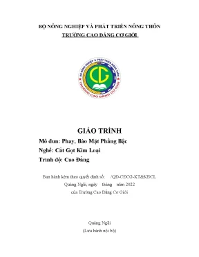 Giáo Trình Phay Bào Mặt Phẳng Cho Nghề Cắt Gọt Kim Loại 