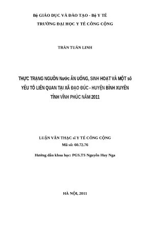 Thực trạng nguồn nước uống và yếu tố liên quan tại xã
