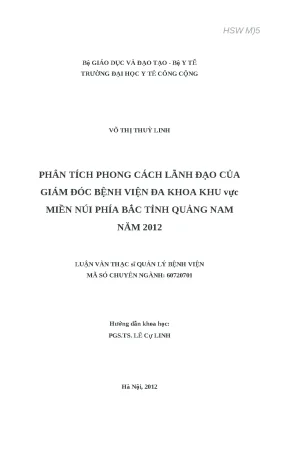 Phân Tích Phong Cách Lãnh Đạo Tại Bệnh Viện Đa Khoa Khu