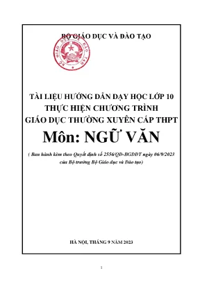 Hướng Dẫn Dạy Học Môn Ngữ Văn Lớp 10 Năm Học 2023