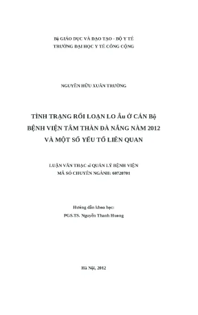 Tình Trạng Rối Loạn Lo Âu Ở Cán Bộ Bệnh Viện Tâm Thần Đà