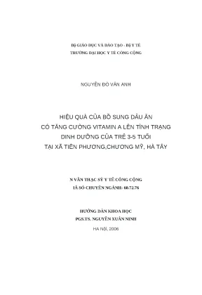Tác động của dầu ăn tăng cường vitamin A đến dinh dưỡng