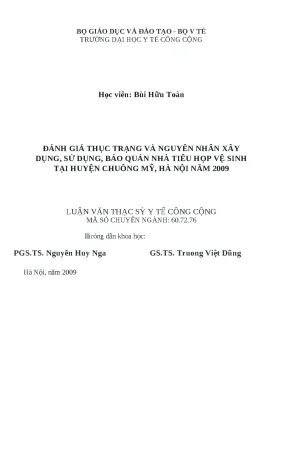 Đánh Giá Thực Trạng và Nguyên Nhân Xây Dựng Nhà Tiêu Hợp