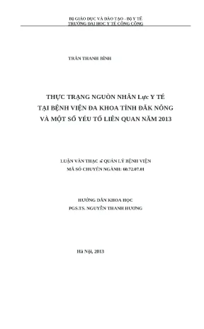 Thực trạng nguồn nhân lực y tế tại bệnh viện đa khoa Đăk