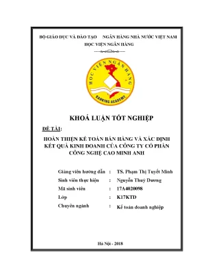 Hoàn thiện kế toán bán hàng và xác định kết quả kinh