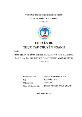 Cải Tiến Kế Toán Chi Phí Sản Xuất và Tính Giá Thành Sản