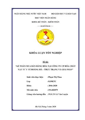 Kế Toán Mua Bán Hàng Hóa Tại Công Ty CP Hóa Chất Vật Tư