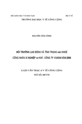 Nghiên cứu môi trường lao động và sức khỏe công nhân xí