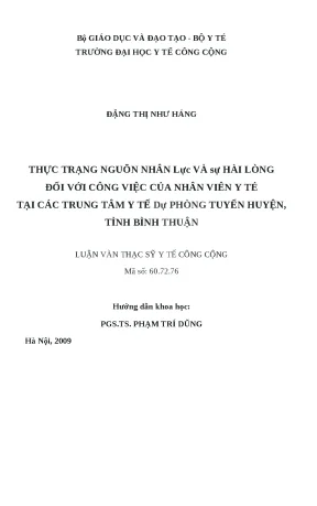 Nghiên cứu sự hài lòng và thực trạng nguồn nhân lực y tế
