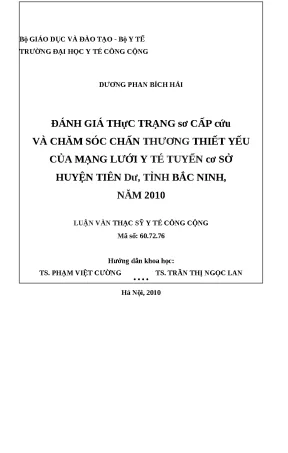 Đánh giá thực trạng sơ cấp cứu và chăm sóc chấn thương