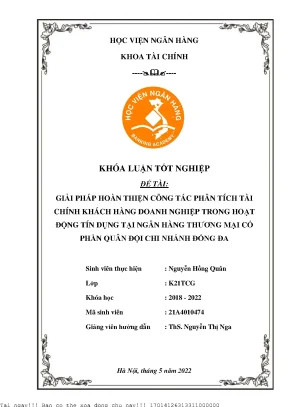 Cải thiện phân tích tài chính khách hàng doanh nghiệp