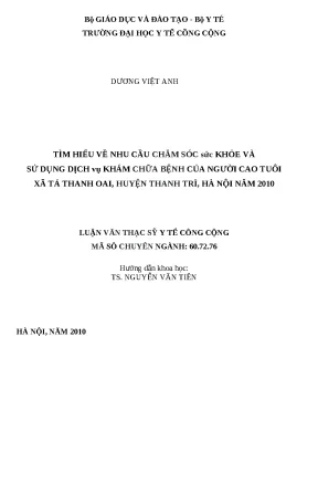 Nhu cầu chăm sóc sức khỏe và dịch vụ khám chữa bệnh của