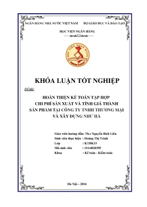 Hoàn Thiện Kế Toán Chi Phí Sản Xuất và Tính Giá Thành