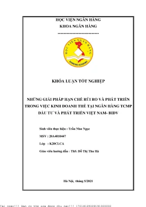 Giải pháp hạn chế rủi ro và phát triển kinh doanh thẻ