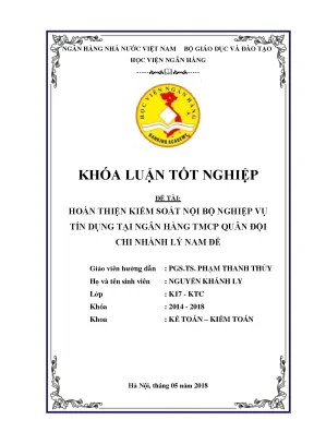 Hoàn thiện kiểm soát nội bộ nghiệp vụ tín dụng tại Ngân