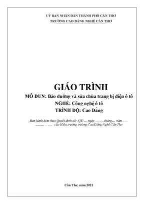 Giáo Trình Bảo Dưỡng và Sửa Chữa Trang Bị Điện Ô Tô