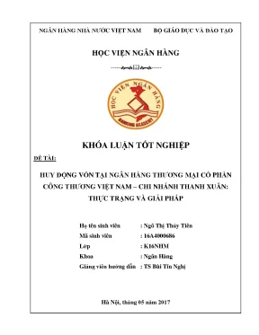 Khóa Luận Tốt Nghiệp Về Huy Động Vốn Tại Ngân Hàng