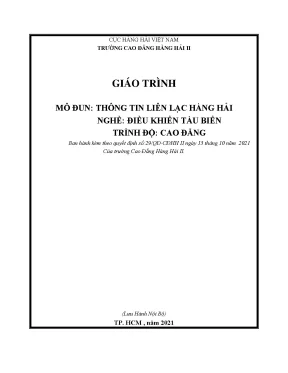 Giáo Trình Thông Tin Liên Lạc Hàng Hải Cho Nghề Điều 