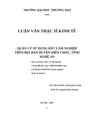 Quản lý sử dụng đất lâm nghiệp tại huyện Diễn Châu, Nghệ An