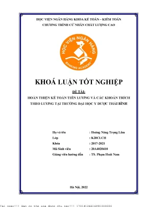 Cải Tiến Kế Toán Tiền Lương Tại Trường Đại Học Y Dược