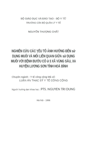 Nghiên cứu ảnh hưởng của muối đến bệnh bướu cổ tại huyện