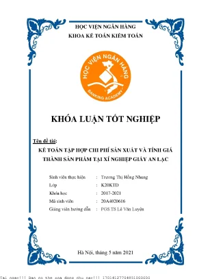 Chi Phí Sản Xuất và Tính Giá Thành Sản Phẩm Tại Xí