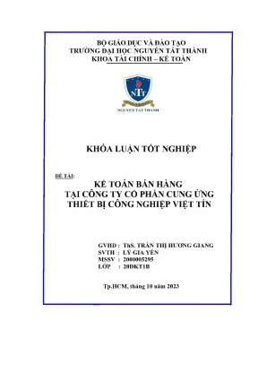 Khóa luận Kế toán bán hàng tại Công ty Việt Tín
