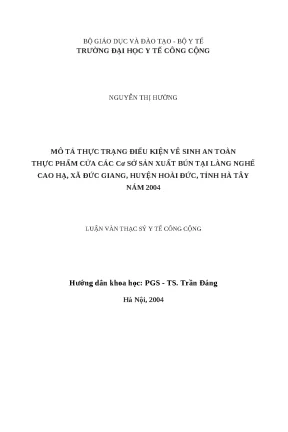Thực trạng vệ sinh an toàn thực phẩm tại cơ sở sản xuất