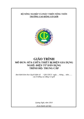 Giáo Trình Sửa Chữa Thiết Bị Điện Gia Dụng Trung Cấp