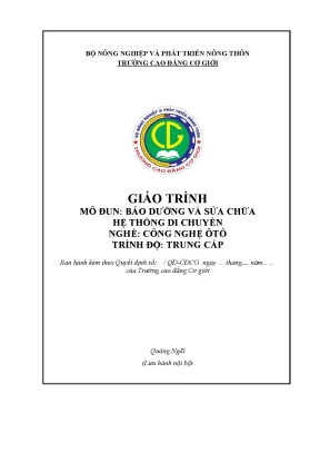 Giáo Trình Bảo Dưỡng và Sửa Chữa Hệ Thống Di Chuyển Nghề 