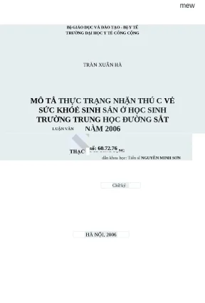 Nhận thức về sức khoẻ sinh sản của học sinh trường trung 