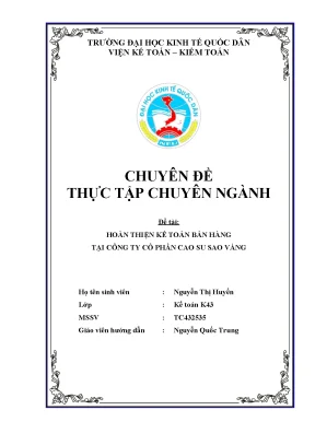 Cải Tiến Kế Toán Bán Hàng Tại Công Ty Cổ Phần Cao Su Sao