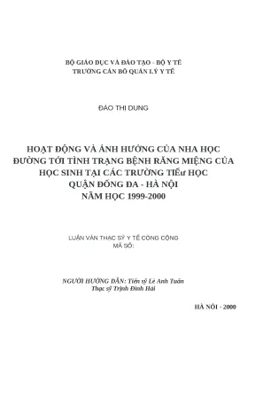 Ảnh hưởng của nha học đường đến sức khỏe răng miệng của 