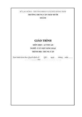 Giáo Trình AutoCAD: Hướng Dẫn Cắt Gọt Kim Loại Dành Cho 