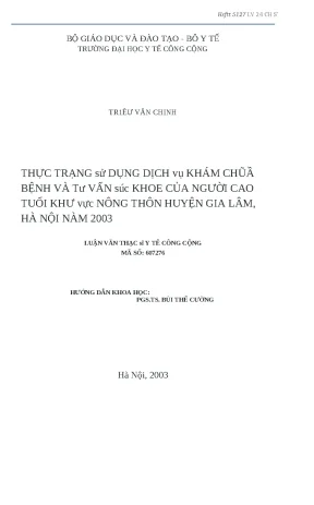 Khám Chữa Bệnh và Tư Vấn Sức Khỏe cho Người Cao Tuổi
