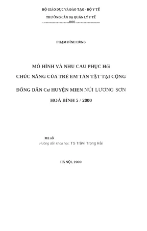 Nhu cầu phục hồi chức năng cho trẻ em tàn tật tại huyện