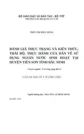 Đánh Giá Kiến Thức và Thực Hành Sử Dụng Nước Sinh Hoạt