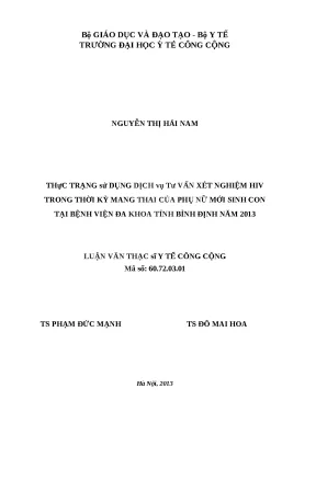 Thực trạng sử dụng dịch vụ tư vấn xét nghiệm HIV cho phụ