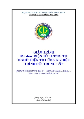 Giáo Trình Điện Tử Tương Tự Cho Nghề Điện Tử Công Nghiệp