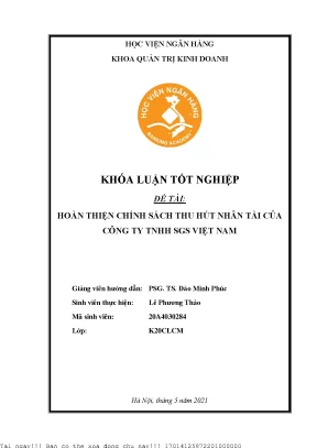 Chính Sách Thu Hút Nhân Tài Tại Công Ty TNHH SGS Việt Nam